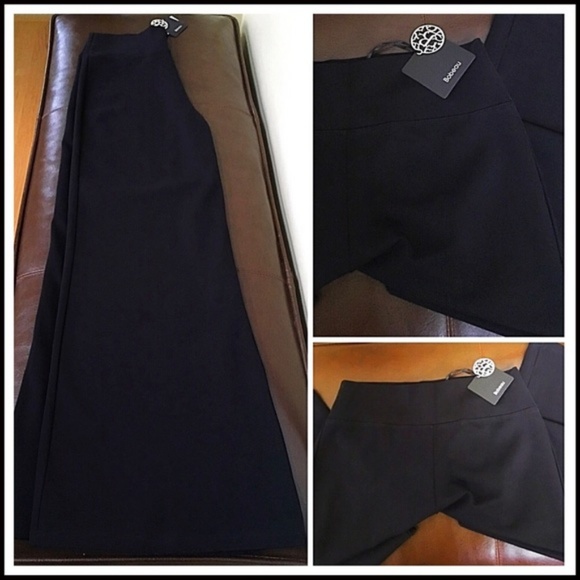 BLACK WIDE LEG KNIT STRETCH PALAZZO PANTS A2C - Picture 4 of 8